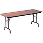 Correll® 24"D x 48"L Folding table; Walnut Melamine Laminate Top
