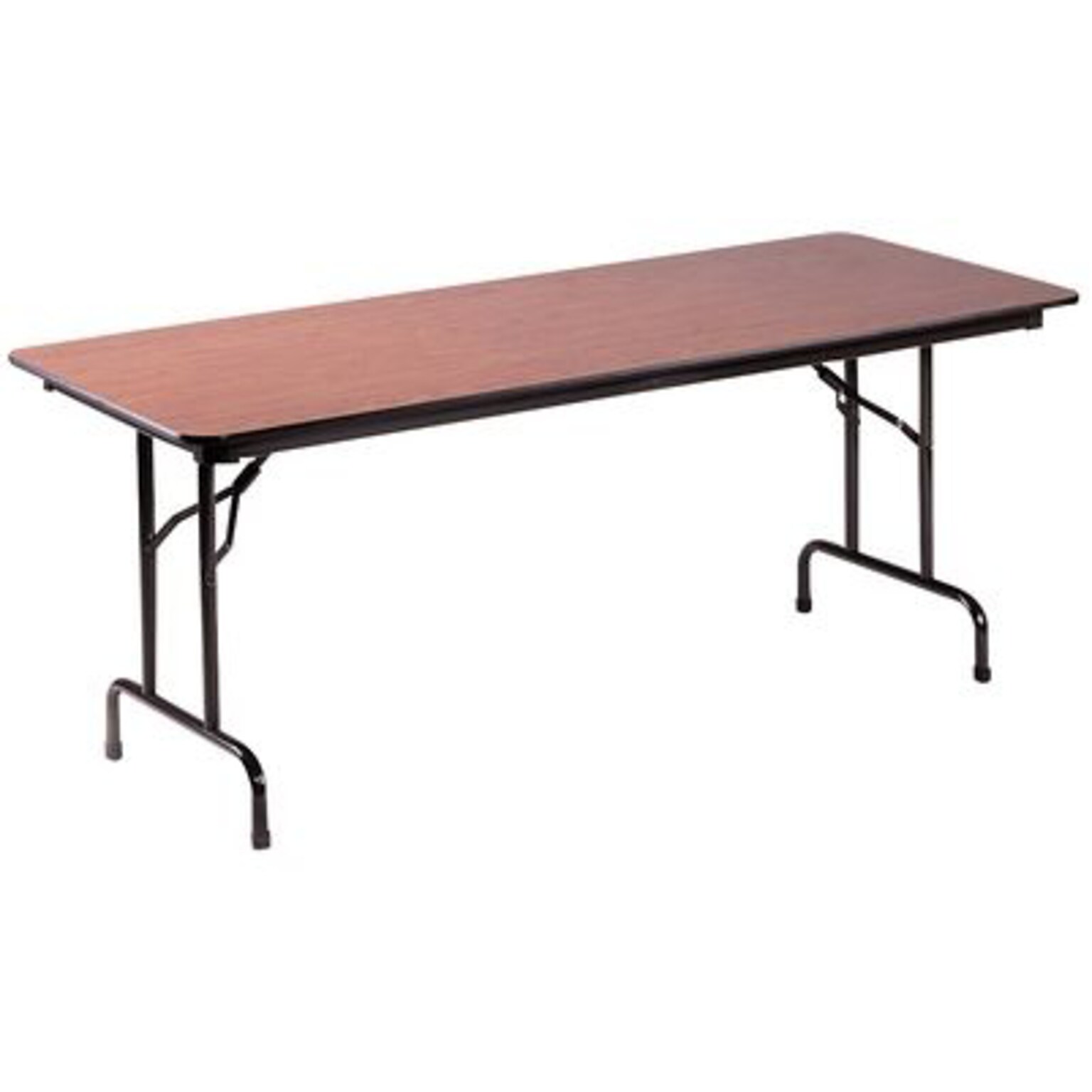 Correll® 24D x 48L Folding table; Walnut Melamine Laminate Top