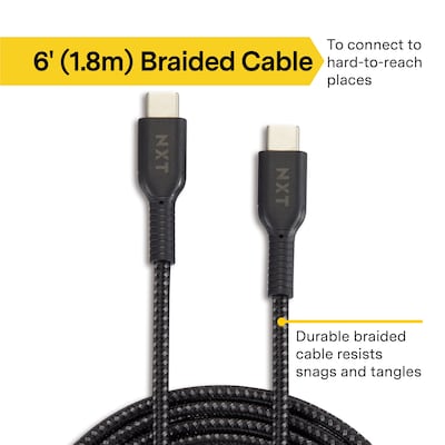 NXT Technologies™ 6 Ft. Braided USB-C Cable, Black (NX60469)