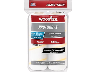 Wooster Brush Jumbo-Koter Pro/Doo-Z Roller Cover, 4.5L, 0.38 Nap, 2/Pack, 12 Packs/Carton (0RR3020