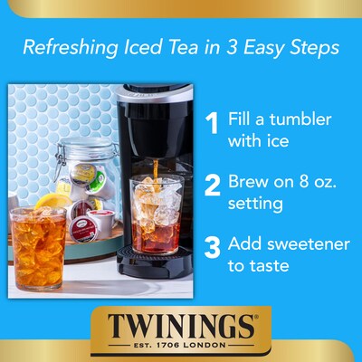 Twinings Brew Over Ice Peach Iced Black Tea, Keurig® K-Cup® Pods, 24/Box (F17280)