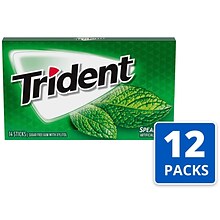 Trident Sugar Free Spearmint Gum, 14 Pieces/Pack, 12/Box (MOZ01106)