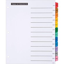 Office Essentials Table n Tabs Paper Dividers, Jan-Dec Tabs, Multicolor (11679)