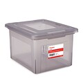 TRU RED™ Hanging File Box, Snap Lid, Letter/Legal Size, Frost Gray, 4/Carton (TR57623CT)