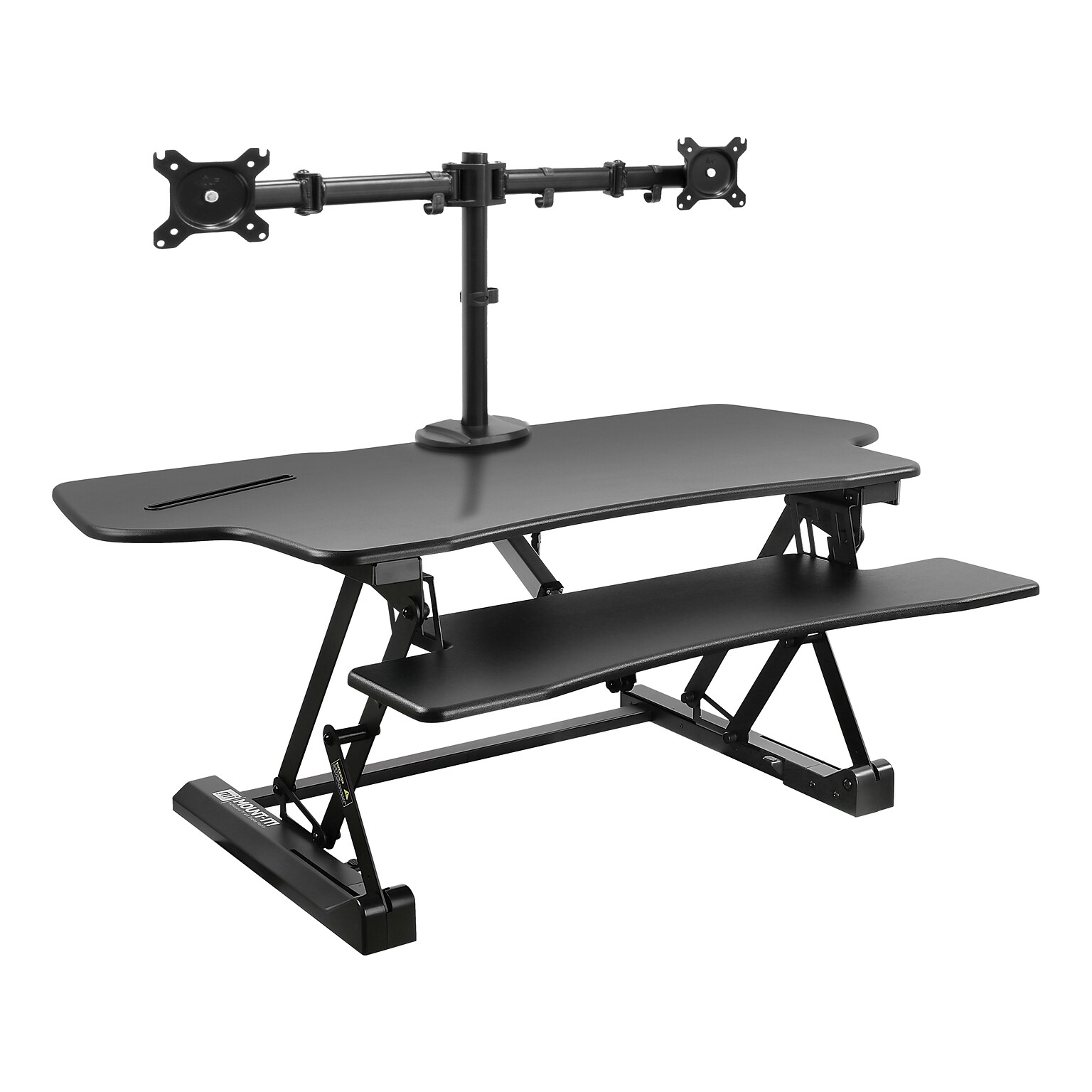 Mount-It! 47W Electric Adjustable Standing Desk Converter with Dual Monitor Mount and USB Charging Port, Black (MI-8054)