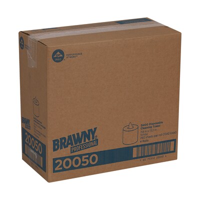 Brawny Professional D400 Durable Fibers Wipers, White, 260 Sheets/Roll, 4 Rolls/Carton (20050)