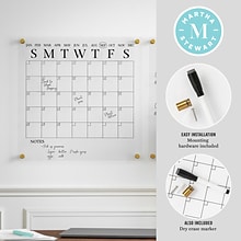 Martha Stewart Grayson Acrylic Black Print Dry Erase Wall Calendar with Notes, 18 x 18 (BRACS28454