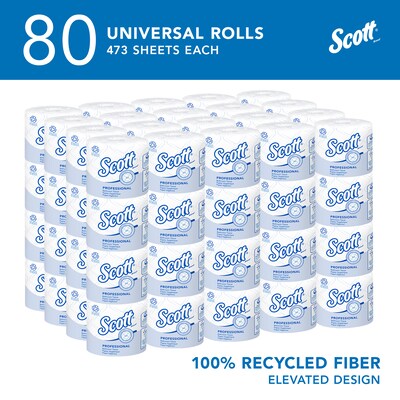 Scott Essential Recycled Toilet Paper, 2-ply, White, 473 Sheets/Roll, 80 Rolls/Case (13217)
