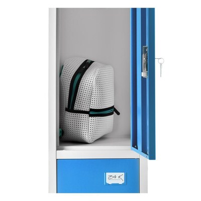 AdirOffice 72'' 3-Tier Key Lock Blue Steel Storage Locker,  4/Pack (629-203-BLU-4PK)