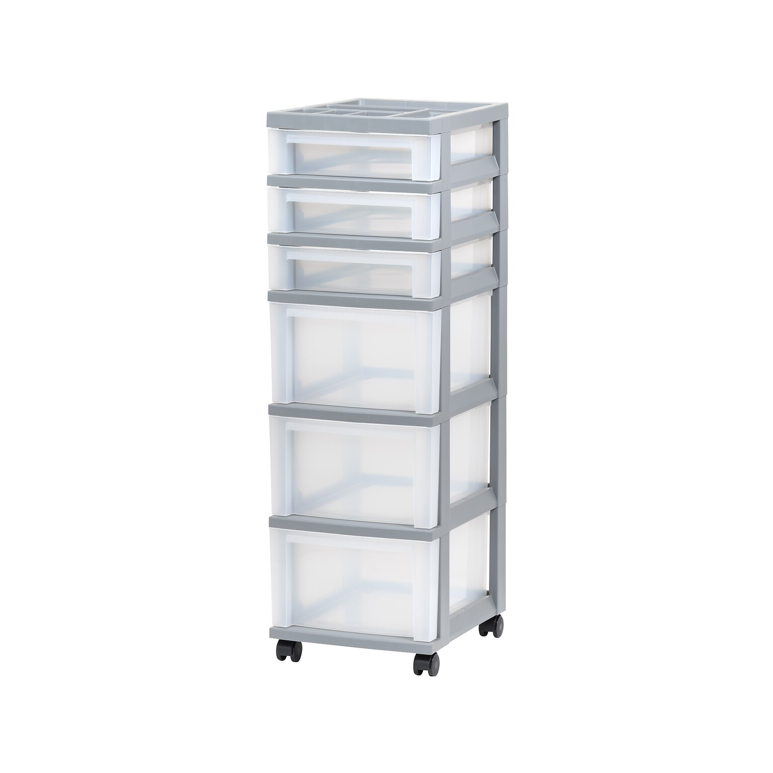 Iris 6-Drawer Storage Cart, Gray/Translucent White (585087)