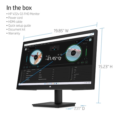HP V22v G5 21.45" LED Monitor, Black (65P56AA#ABA)