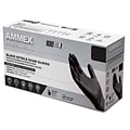 Ammex Professional Series Powder Free Nitrile Exam Gloves, Latex-Free, Small, Black, 100/Box, 10/Car