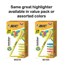 BIC Brite Liner Stick Highlighter, Chisel Tip, Yellow, Dozen (65550)