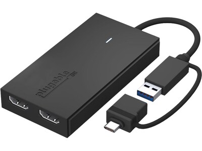 Plugable USB 3.0/USB-C to Dual HDMI Adapter, Black (UGA-HDMI-2S)