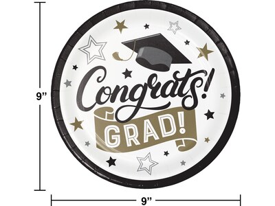 Creative Converting Congrats Grad Graduation Plate, Multicolor, 24/Pack (DTC369862DPLT)
