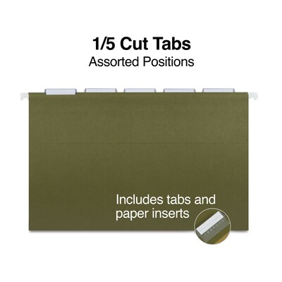 Staples® Hanging File Folder, 5-Tab, Legal Size, Standard Green, 50/Box (TR490853)