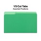 Quill Brand® File Folders, Assorted Tabs, 1/3-Cut, Legal, Green, 100/Box (741013GR)