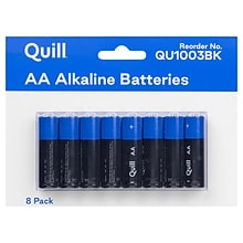 Quill Alkaline Batteries AA, 8/Pack (QU1003BK)