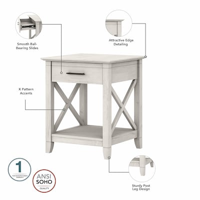 Bush Furniture Key West 47" x 24" Coffee Table with 2 End Tables, Linen White Oak (KWS023LW)