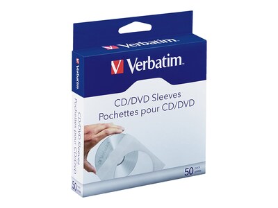 Verbatim Sleeve for CD/DVD, White, 50/Box  (70126)