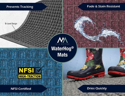 M+A Matting WaterHog Squares Fashion Mat, Universal Cleated, 3' x 5', Charcoal (2805435070)