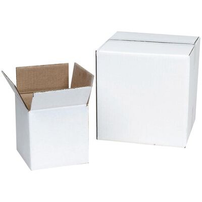 18Lx18Wx18H(D) Single-Wall Cube Corrugated Boxes; White, 20 Boxes/Bundle