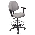 Boss® Drafting Stool w/ Adjustable Arms and Footring; Gray