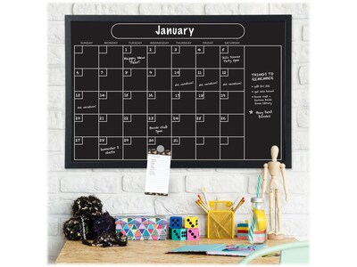 Excello Global Products Magnetic Calendar Chalkboard, Black/White, 20" x 30" (EGP-HD-0316)