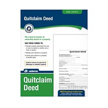 Adams Quitclaim, Deed, Form and Instructions, 8.5 x 11, 4 Sets/Book (LF298)