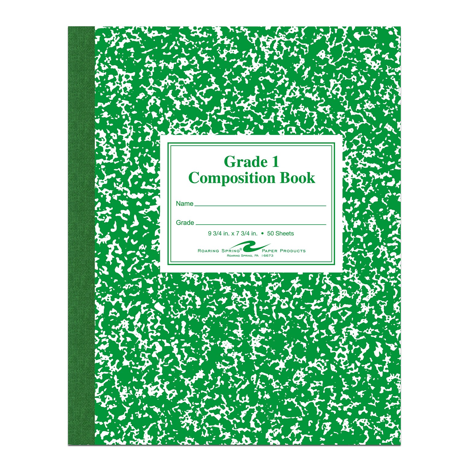 Roaring Spring Paper Products Composition Notebooks, 7.75 x 9.75, Wide Ruled, 50 Sheets, Green (ROA77920)