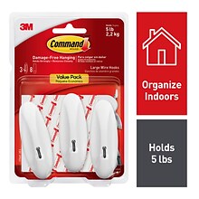 Command™ Large Wire Hook, White, 3 Hooks (17069-3ES)