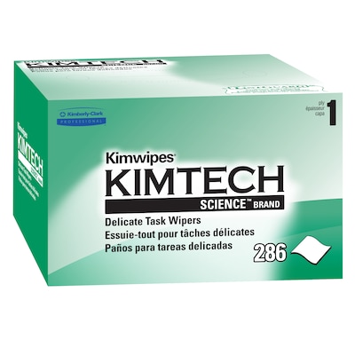 KIMTECH SCIENCE KIMWIPES Delicate Task Durable Fibers Wipers, White, 286/Box (34155)