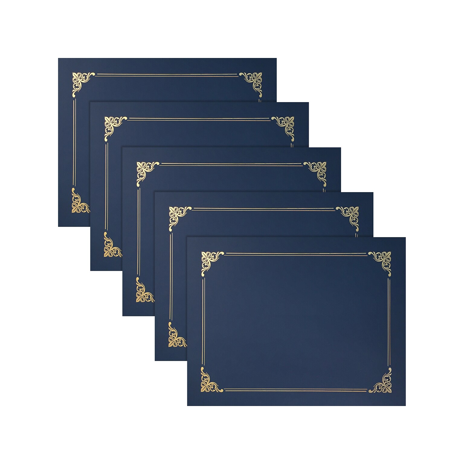 Better Office Certificate Holders, 8.75 x 11.25, Navy Blue/Gold, 25/Pack (65252-25PK)