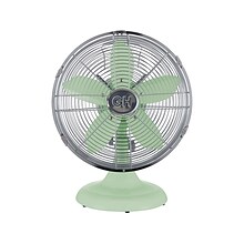 Good Housekeeping Oscillating Desk Fan, 3-Speed, Silver/Green (92607)