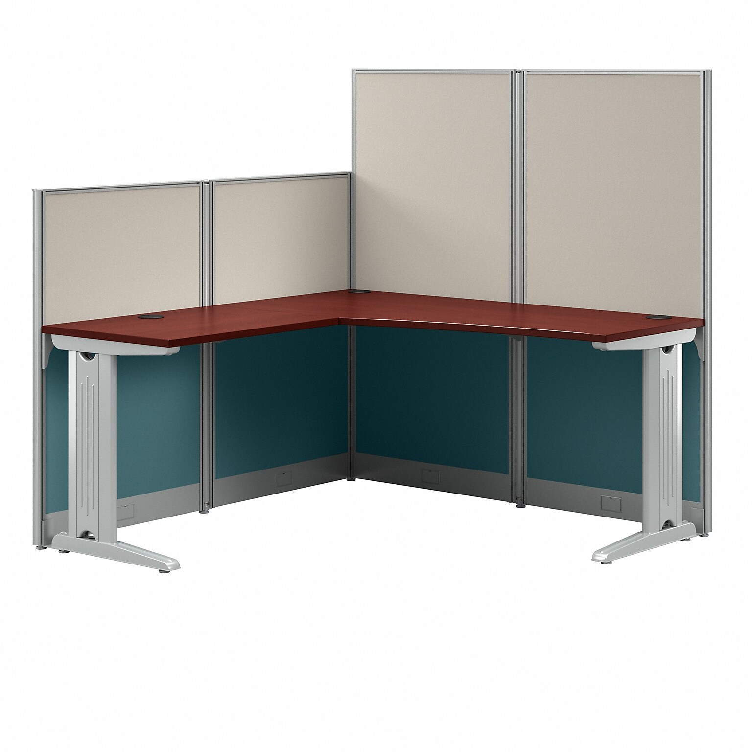Bush Business Furniture Office in an Hour 65W x 65D L Shaped Cubicle Desk, Hansen Cherry (WC36494-03K)