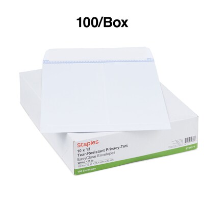 Staples Self Seal Catalog Envelopes, 10"L x 13"H, White, 100/Box (21571)