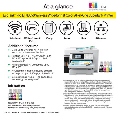 Epson EcoTank Pro ET-16650 Wireless Wide-format All-in-One SuperTank Office Printer, prints up to 13" x 19"
