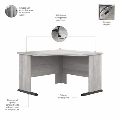 Bush Business Furniture Studio A 83"W Large Corner Desk with 3 Drawer Mobile File Cabinet, Platinum Gray (STA003PGSU)