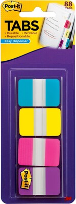 Post-it Tabs, 1 Wide, Solid, Assorted Colors, 88 Tabs/Pack (686-AYPV1IN)