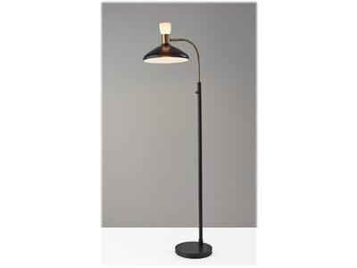 Adesso Patrick 61" Matte Black/Antique Brass Floor Lamp with Cone Shade (3759-01)