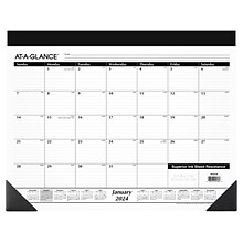 2024 AT-A-GLANCE 21.75 x 17 Monthly Desk Pad Calendar, White/Black (SK22-00-24)