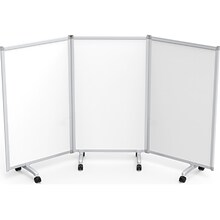 Luxor Freestanding 3-Panel Mobile Magnetic Whiteboard Room Divider, 53.5H x 91W, White (MB9152WW)