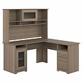 Bush Furniture Cabot 60W L Shaped Computer Desk with Hutch and Storage, Ash Gray (CAB001AG)