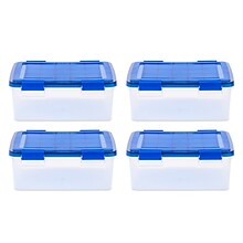 Iris 30.6 Quart Element Resistant Ultimate Clear Plastic Latching Storage Bin, Clear, 4/Pack (500138