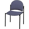 MLP Stacking Chairs; European-Style without Arms, Navy Blue Fabric, Black Frame