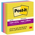 Post-it Super Sticky Notes, 4 x 4, Summer Joy Collection, Lined, 90 Sheet/Pad, 4 Pads/Pack (675-4S