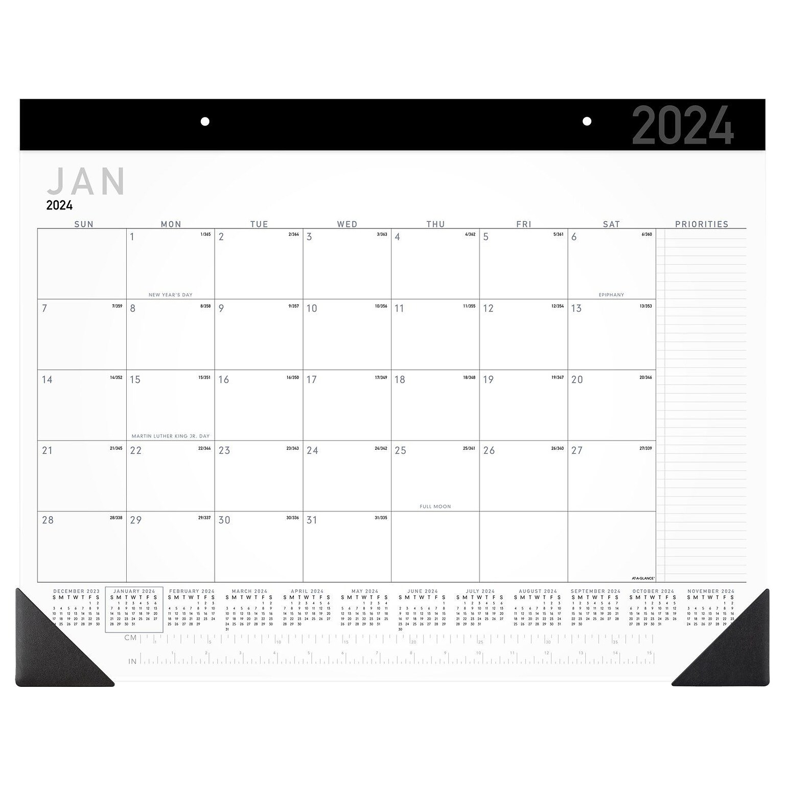 2024 AT-A-GLANCE 21.75 x 17 Monthly Desk Pad Calendar, White/Black (SK24X-00-24)