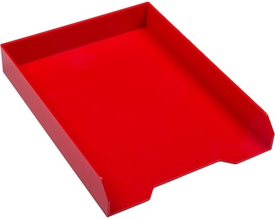 JAM PAPER Stackable Paper Trays, Red, Desktop Document, Letter, & File Organizer Tray, Sold Individu