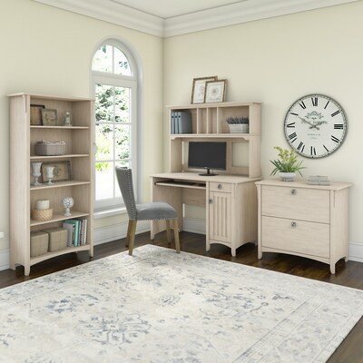 Bush Furniture Salinas 63"H 5-Shelf Bookcase with Adjustable Shelves, Antique White (SAB132AW-03)