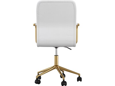 Martha Stewart Taytum Ergonomic Faux Leather Swivel Office Chair, White (CH142370WHGLD)
